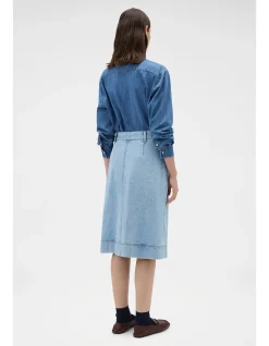 Button Detail Denim Skirt