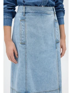 Button Detail Denim Skirt