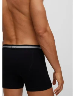 Button-fly cotton trunks with logo waistband