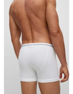 Button-fly cotton trunks with logo waistband