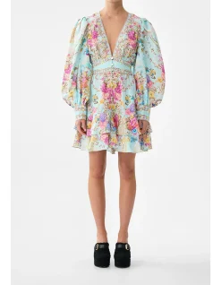 BUTTON FRONT FRILL DRESS