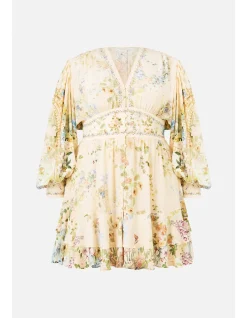 BUTTON FRONT FRILL DRESS