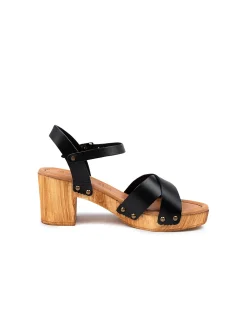 BYRON MO Cross Strap Block Heel Sandals