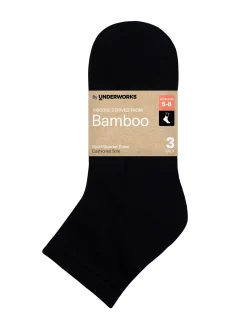 BY UNDERWORKS WOMENS BAMBOO SPORT CUSHIONED QUARTER CREW SOCK 3 PACK