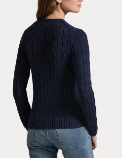 CABLE-KNIT COTTON V-NECK SWEATER