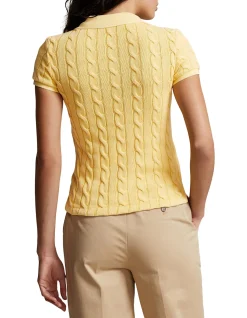CABLE-KNIT POLO SHIRT