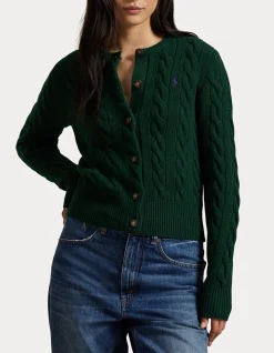 CABLE-KNIT WOOL-CASHMERE CARDIGAN