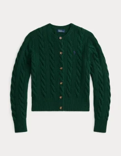 CABLE-KNIT WOOL-CASHMERE CARDIGAN