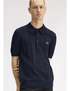 CABLE KNITTED POLO SHIRT