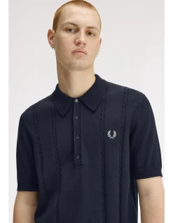 CABLE KNITTED POLO SHIRT