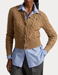 CABLE-KNIT WOOL-CASHMERE CARDIGAN