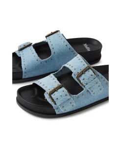 Cafe Mo Studded Denim Slide Sandals