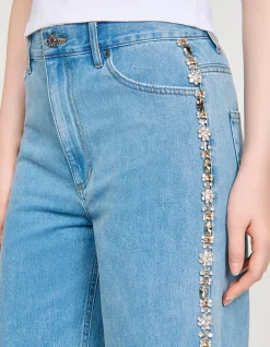 Calix Rhinestone Trim High Rise Wide Leg Jeans