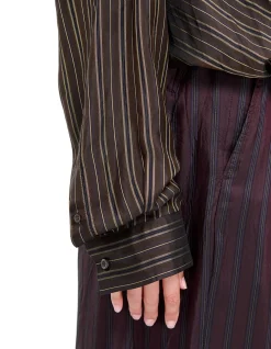 CAMIEL COLLARLESS LS DRAPED BLOUSE