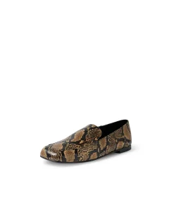 CAMMIE MO Snake Embossed Leather Loafers
