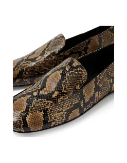 CAMMIE MO Snake Embossed Leather Loafers