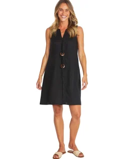 Carla Linen Button Front Sleeveless Dress