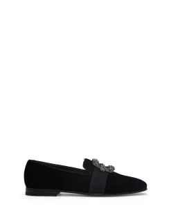 Carlton Velvet Jewel Buckle Loafers
