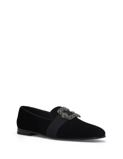 Carlton Velvet Jewel Buckle Loafers