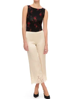 CAROLINA LACE HEM SILK PANTS