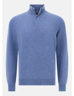 CASHMERE BLEND WOOL HALF ZIP LUPO SWEATER 12GG