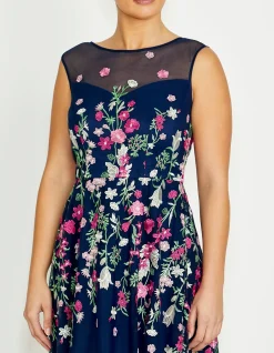 CATALINA NAVY AND PINK MIDI DRESS