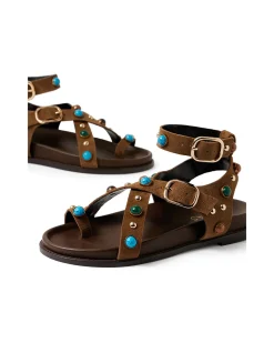 Ceeko Gem Studded Ankle Strap Sandals