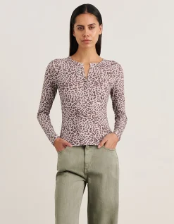 CELINA HENLEY LONG SLEEVE TOP