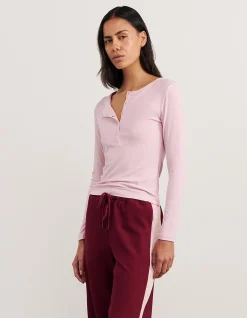 CELINA HENLEY LONG SLEEVE TOP