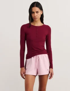 CELINA HENLEY LONG SLEEVE TOP