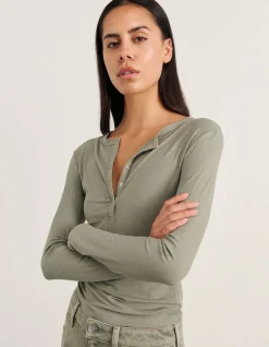 CELINA HENLEY LONG SLEEVE TOP