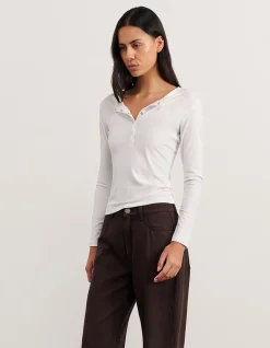 CELINA HENLEY LONG SLEEVE TOP