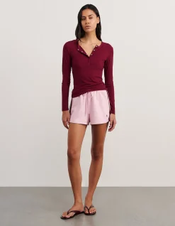 CELINA HENLEY LONG SLEEVE TOP