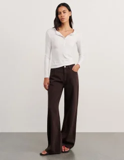 CELINA HENLEY LONG SLEEVE TOP