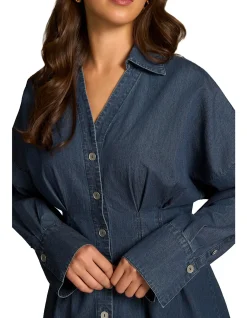 Chambray Belted Shirt - Dark Wash Denim