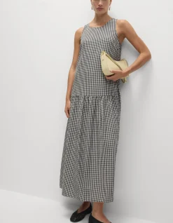Checked Midaxi Drop Waist Dress