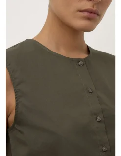 Cherri Button Front Top Moss