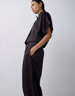 CHOCOLATE SATIN SUITING SURRENDER PANT