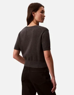 Chunky Graphic Logo Cropped Knit Top