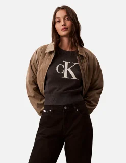 Chunky Graphic Logo Cropped Knit Top
