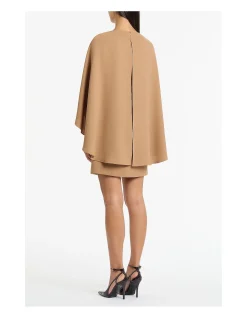 CINNAMON CREPE CAPE MINI DRESS