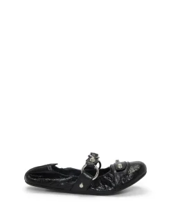 City Flat L005 Black Leather Sandals