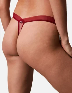 CK BLACK FLORAL LACE THONG