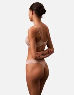CK LOGO LACE TRIM LOW RISE THONG