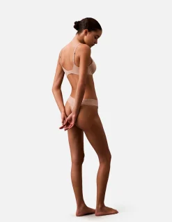 CK LOGO LACE TRIM LOW RISE THONG