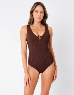 Classic V-Neck One Piece With Ring