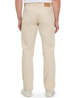 Classic Fit Cream Cotton Straight Leg Jeans