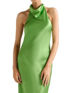 CLEMENTINE HIGH NECK SATIN MAXI DRESS