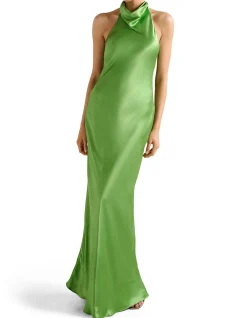 CLEMENTINE HIGH NECK SATIN MAXI DRESS