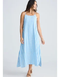 Cliffside Linen Stripe Maxi Dress